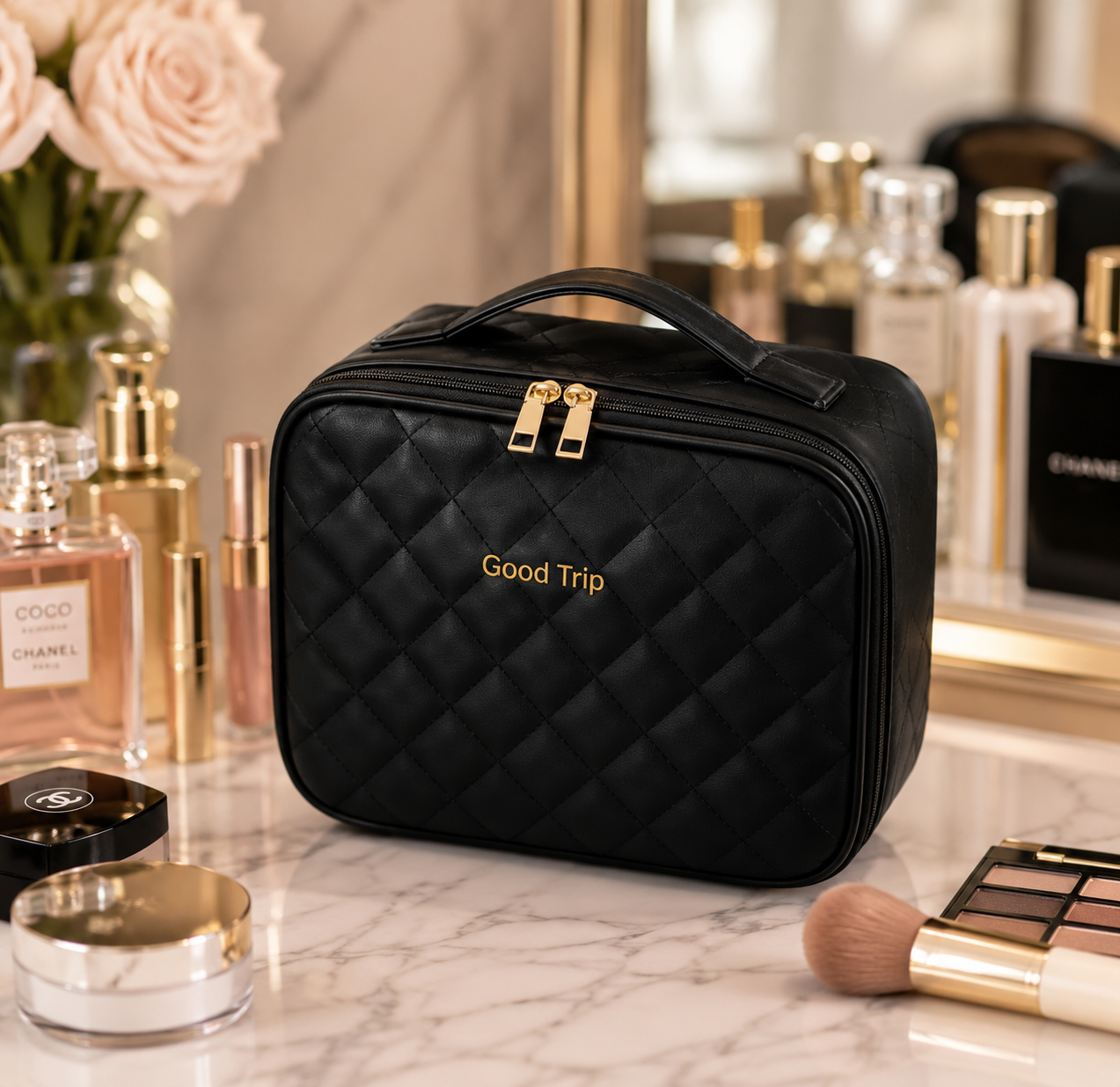 Luxurious Leather Cosmetic Travel Bag