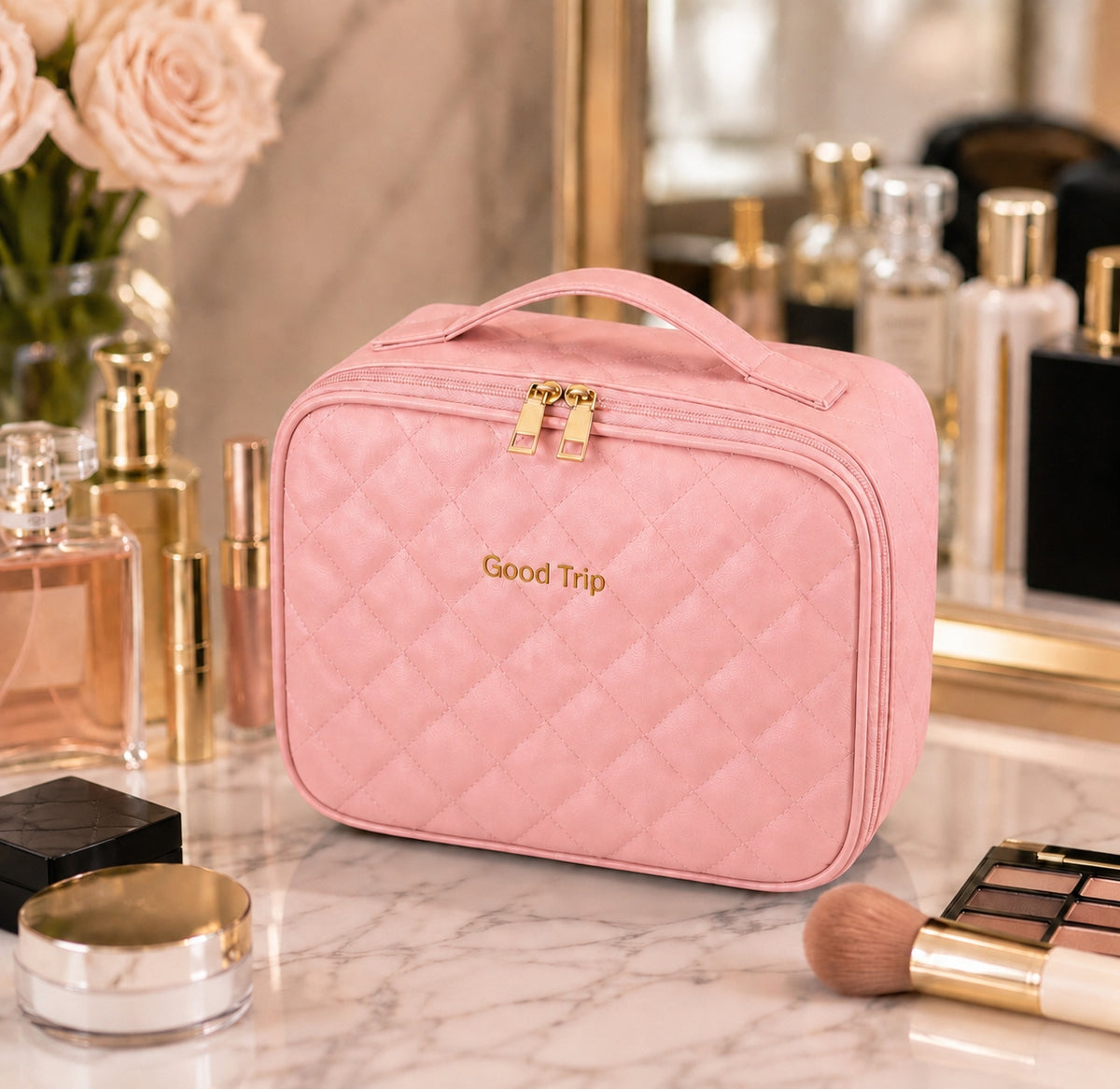 Luxurious Leather Cosmetic Travel Bag