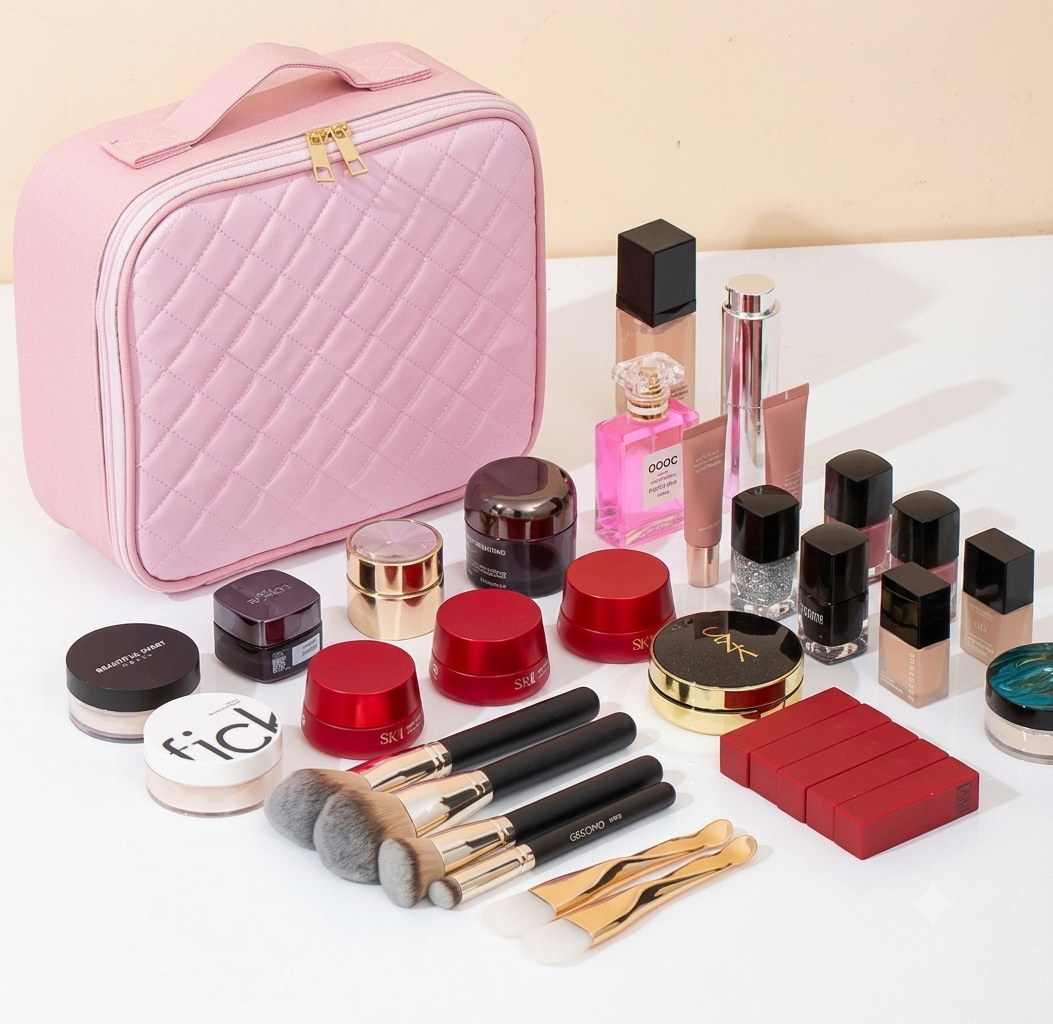 Luxurious Leather Cosmetic Travel Bag